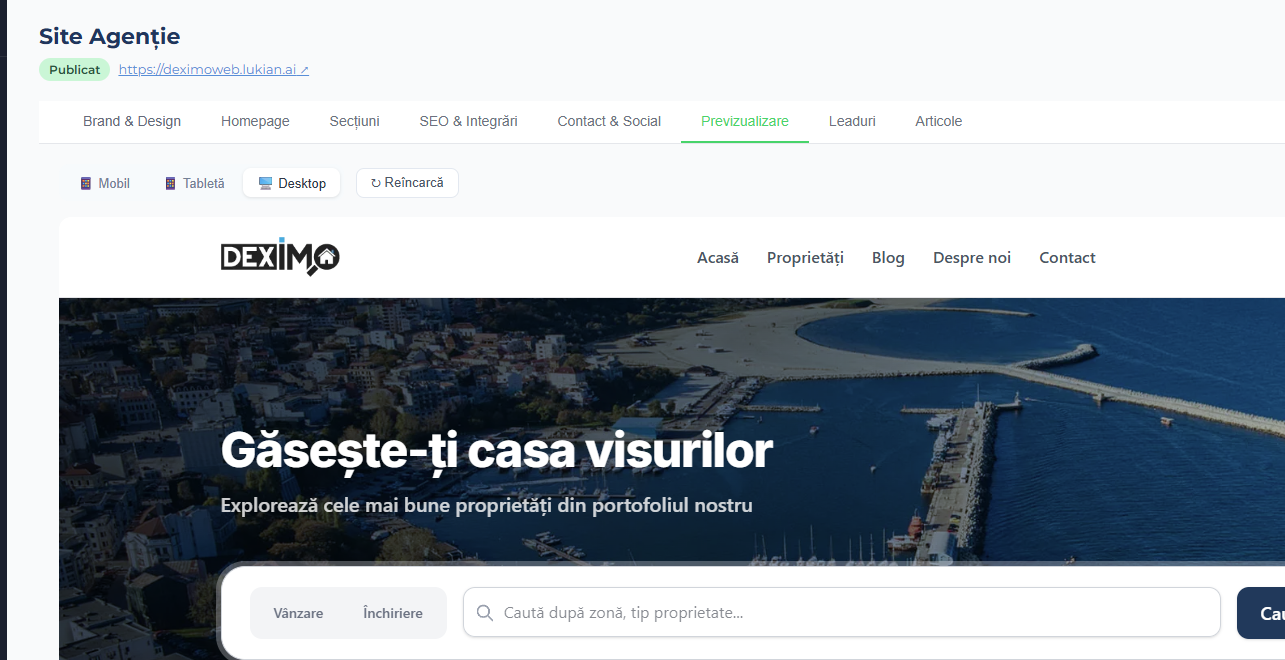 Website Builder — preview desktop