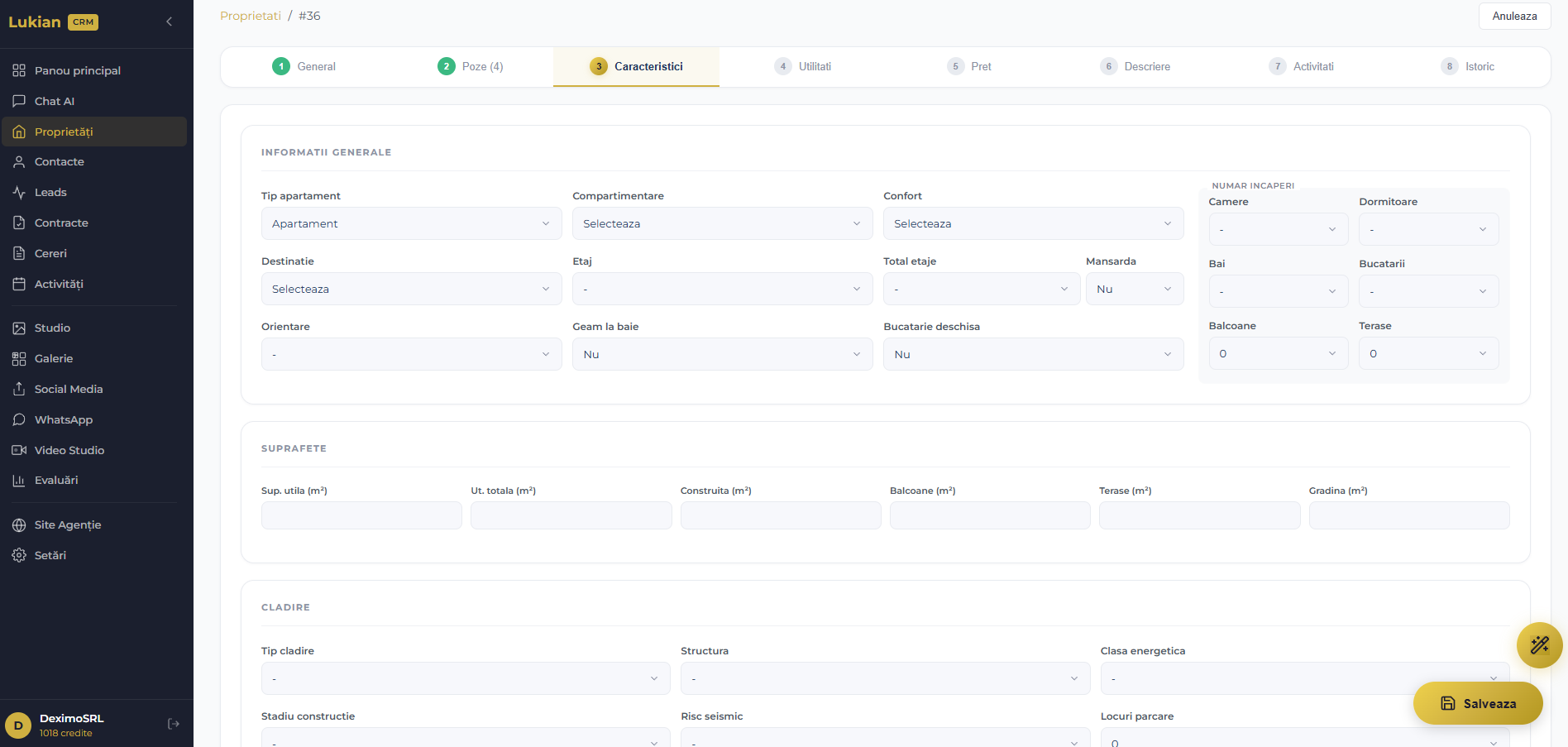Formular complet cu caracteristici