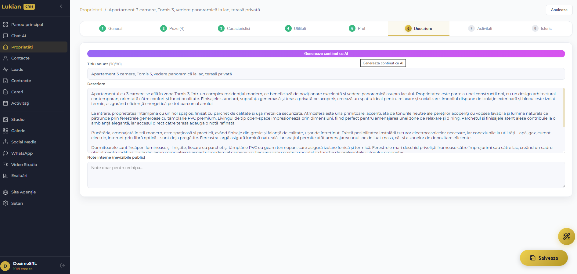 Generare descrieri bazate pe AI